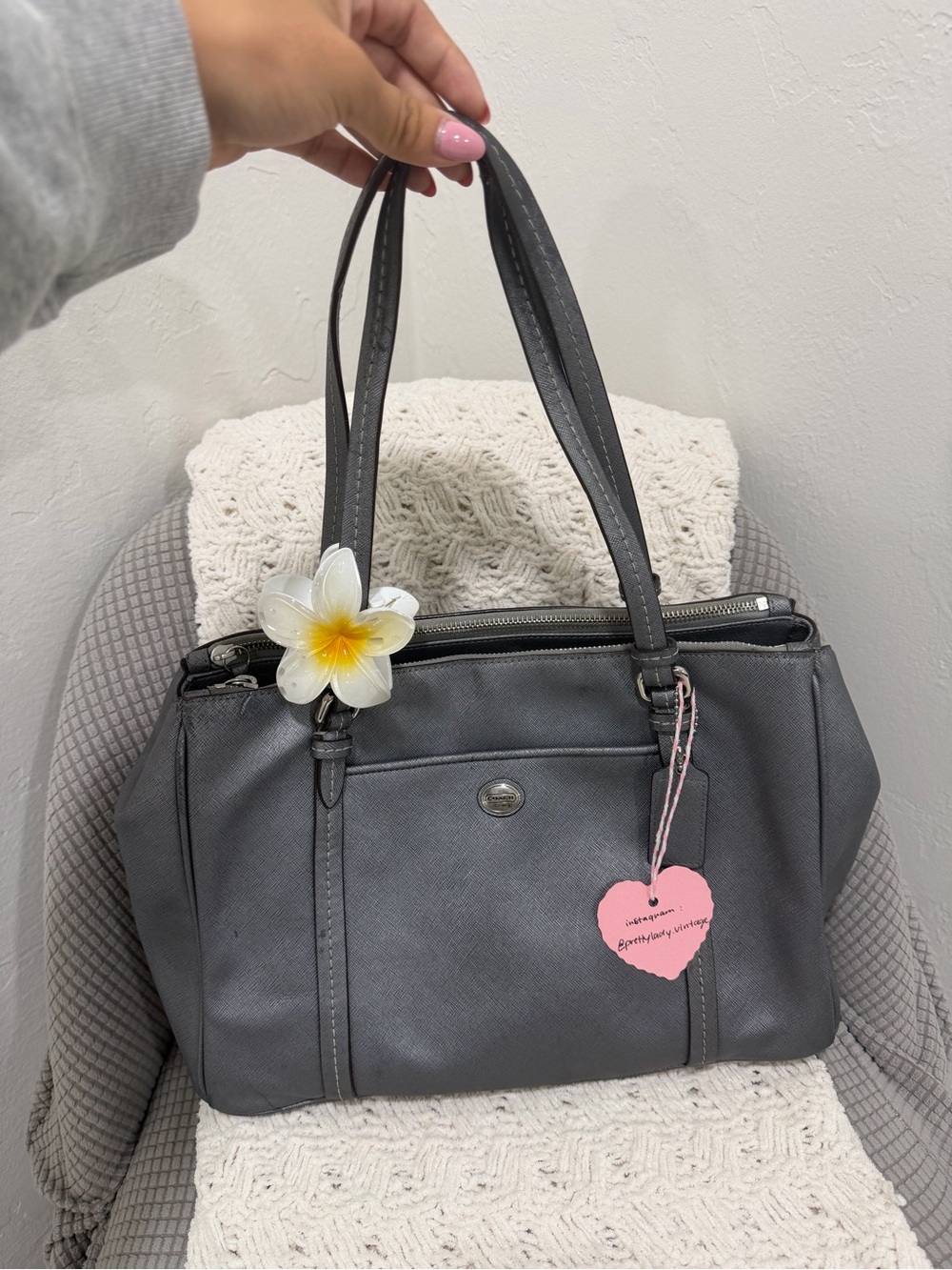 Coach Gray Double-Handle Shoulder Bag